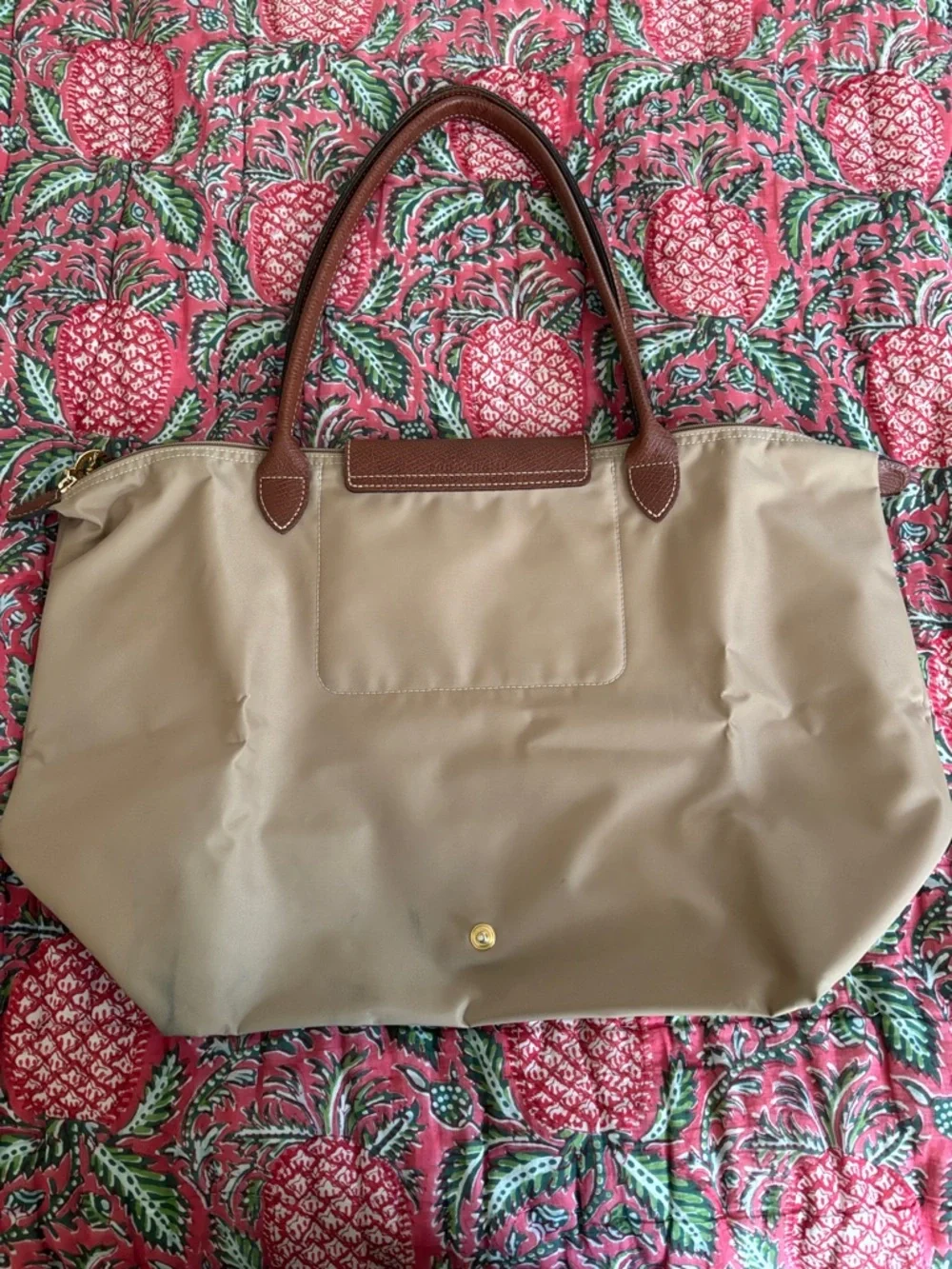 Longchamp Beige Tote with Black Eiffel Tower and Brown Trim - Picture 2 of 13